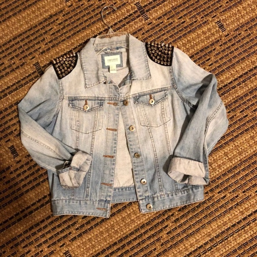 Denim jacket with spikes
